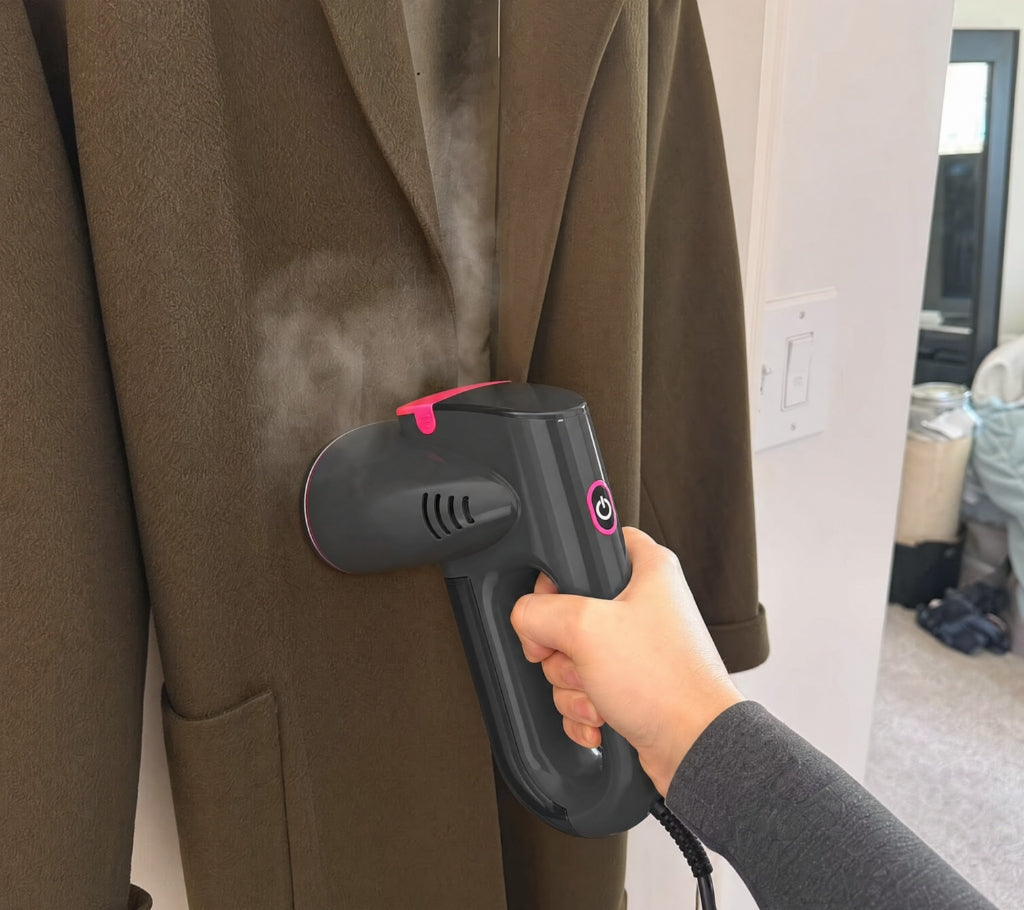 Customer steaming blazer